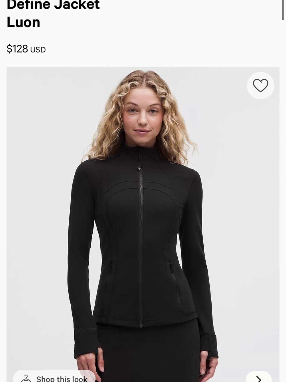 Women’s black Lululemon Define Jacket size 6